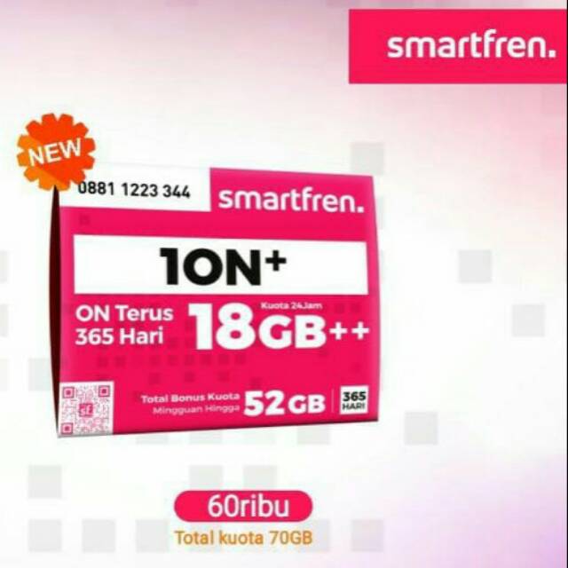 Kartu Perdana Smartfren 1ON+ (ion plus) Kuota 18GB++