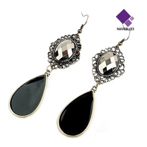 Anting Panjang Menjuntai Gaya Vintage Bohemian Warna Hitam Untuk Wanita