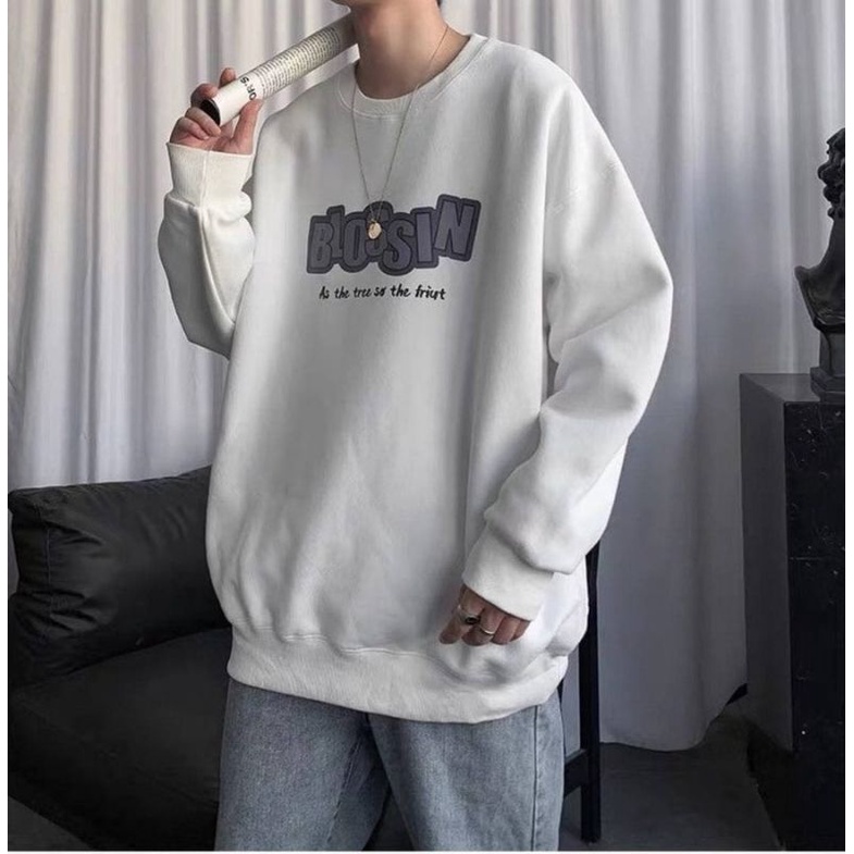 (S - XXXXL 5XL 6XL) Sweater Korean Urban Style BLOSSIN Crewneck Bigsize Jumbo Sweatshirt Harajuku Streetwear Fashion Unisex Oversize