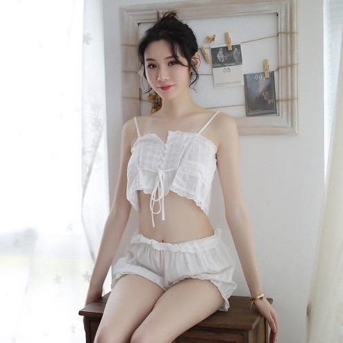 LI-44 setelan summer lace white sexy lingerie baju tidur wanita seksi