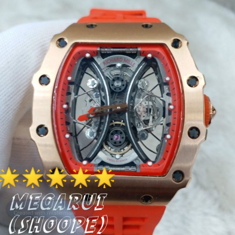 JAM TANGAN COWOK RICHARD RM53-01 ROSEGOLD MERAH SWISS ETA