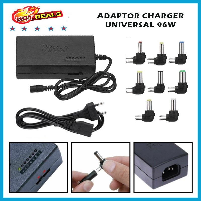 TERLARIS Adapter Charger Universal 96W Adaptor Laptop Notebook DC 12V-24V - 10pcs Universal Jack DC 5.5MMX2, 1MM Connectors Charger Converter laptop