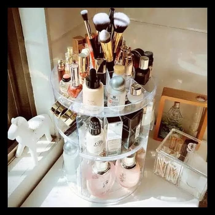 Rak Kosmetik Akrilik Putar / Cosmetic Organizer Display Acrylic Murah | Bening