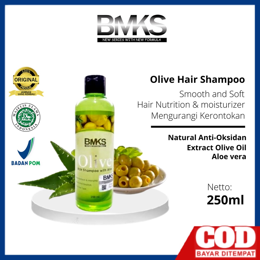 BMKS Olive Shampoo shampo sampo sampho bmks olive zaitun penumbuh perawatan pemanjang penebal pelebat rambut treatment rambut anti botak dan rontok dan ketombe rusak parah dengan cepat panjang dan ampuh murah anak pria wanita