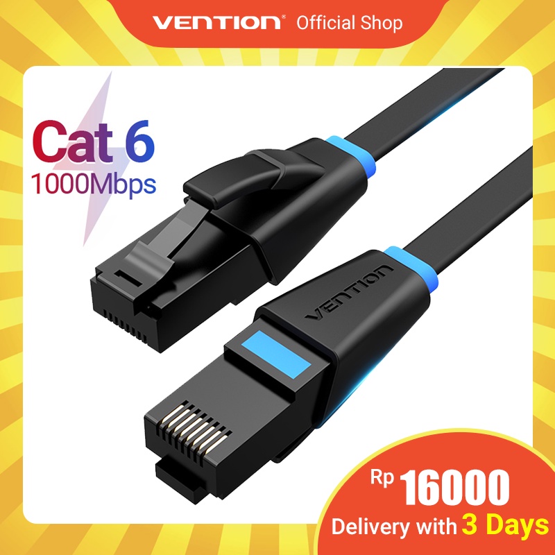 Vention Kabel Ethernet Lan Rj45 Cat6 Bentuk Bulat Flat Untuk Jaringan Internet