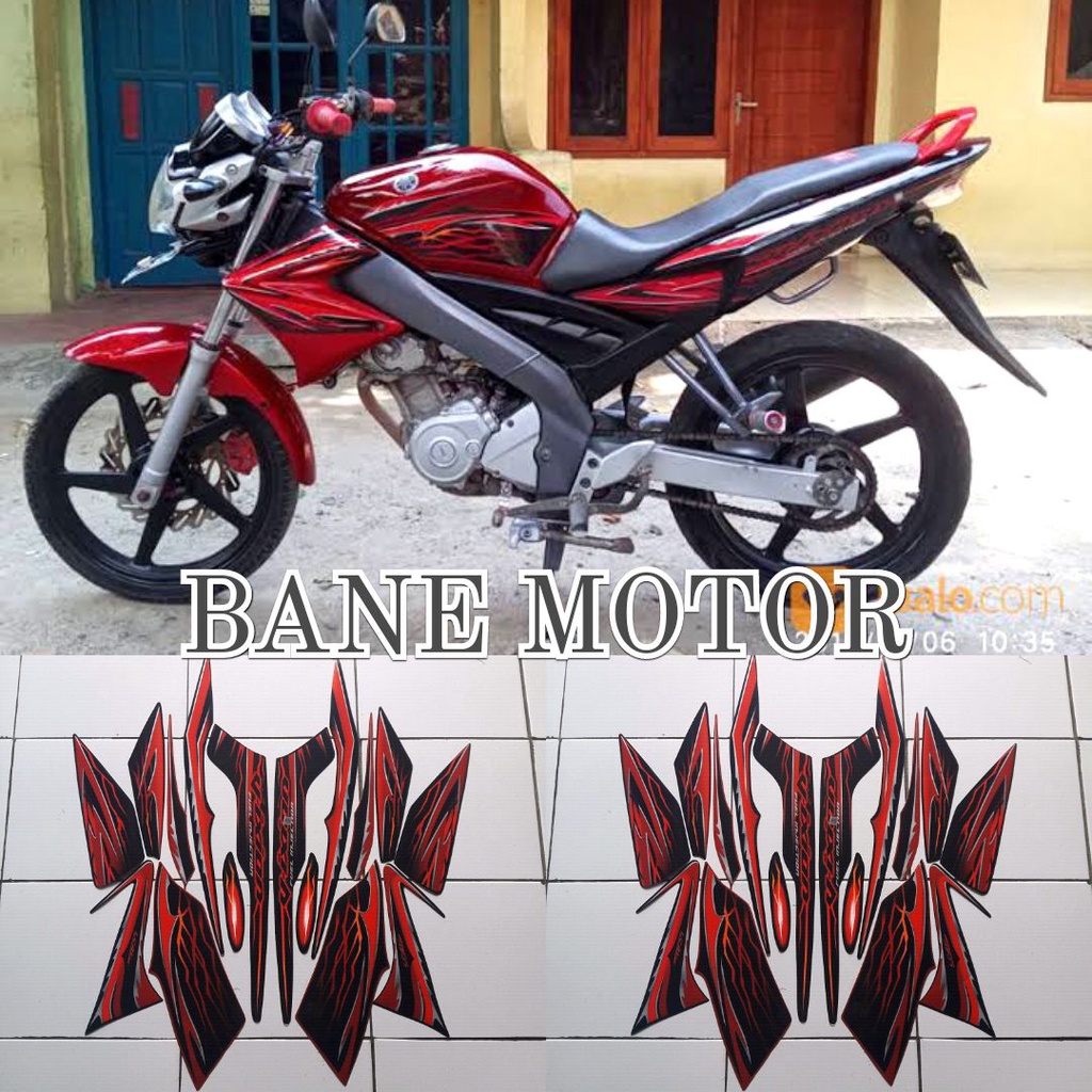 stiker motor Vixion 2010 hitam merah - striping Yamaha Vixion old 2010