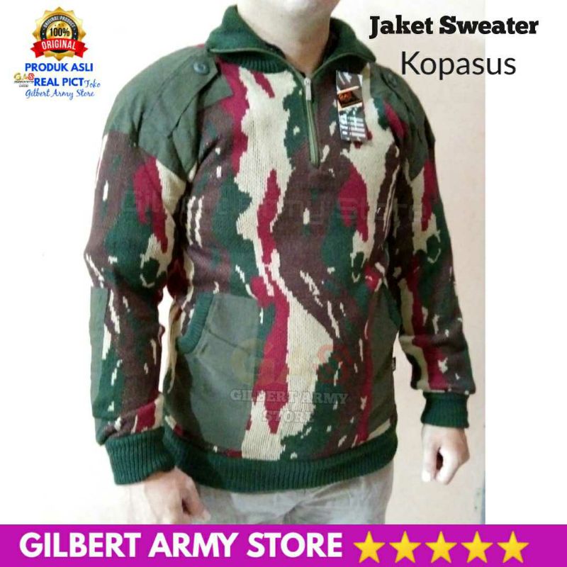 GILBERT ARMY STORE Sweater Loreng Kopasus Rajut Jaket Kopassus Pria Wanita Motif Camo Militer Tni Grosir Murah Kualitas Premium Terbaru