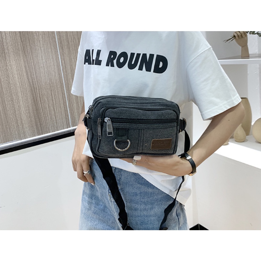 Tas Pinggang Slempang Selempang Kanvas waist bag Import Impor J171