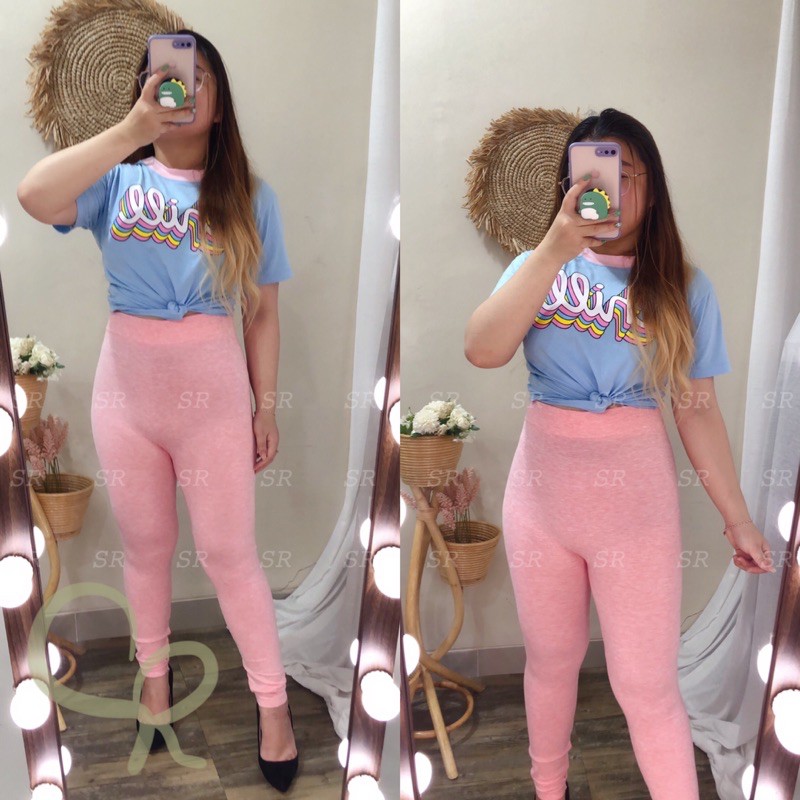 Celana Legging Panjang Wanita Import Pastel Cantik Katun Korea Melar Jumbo