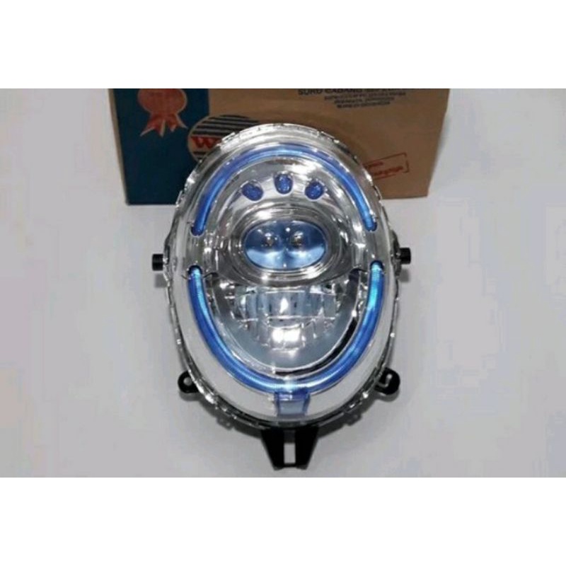 Reflektor Lampu Depan Scoopy FI 2017+LED Biru Variasi-WIN