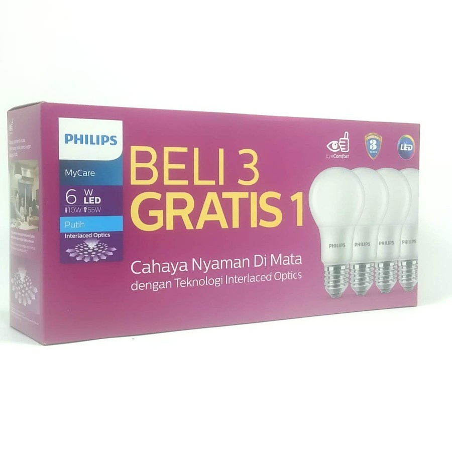 LAMPU PHILIPS PACK LED PAKET 6W PUTIH 6 W 6 WATT 6WATT