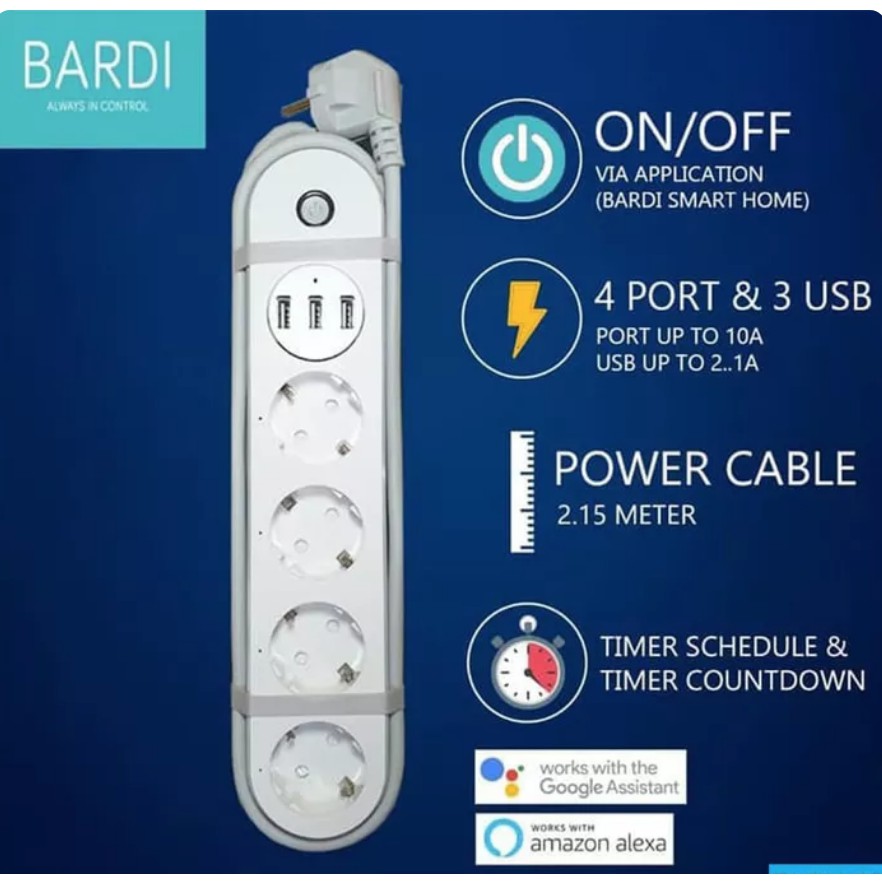 BARDI Extension Power Strip Stop Kontak Colokan Listrik USB Socket Ekstension Kabel Wifi