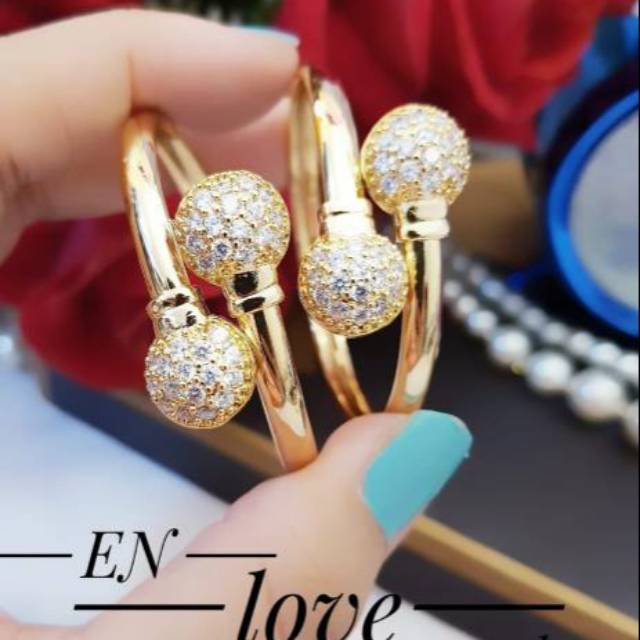 Xuping gelang dan cincin anak lapis emas 24k 0537