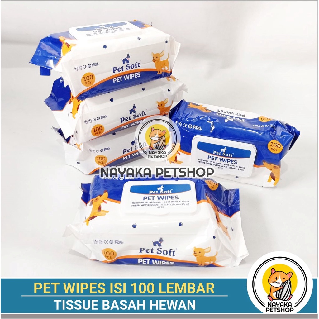 Tissue Basah Hewan Pet Soft 100 Lembar Pet Wipes Tisu Kucing Tissu Pembersih Sugar Glider Hamster Anjing