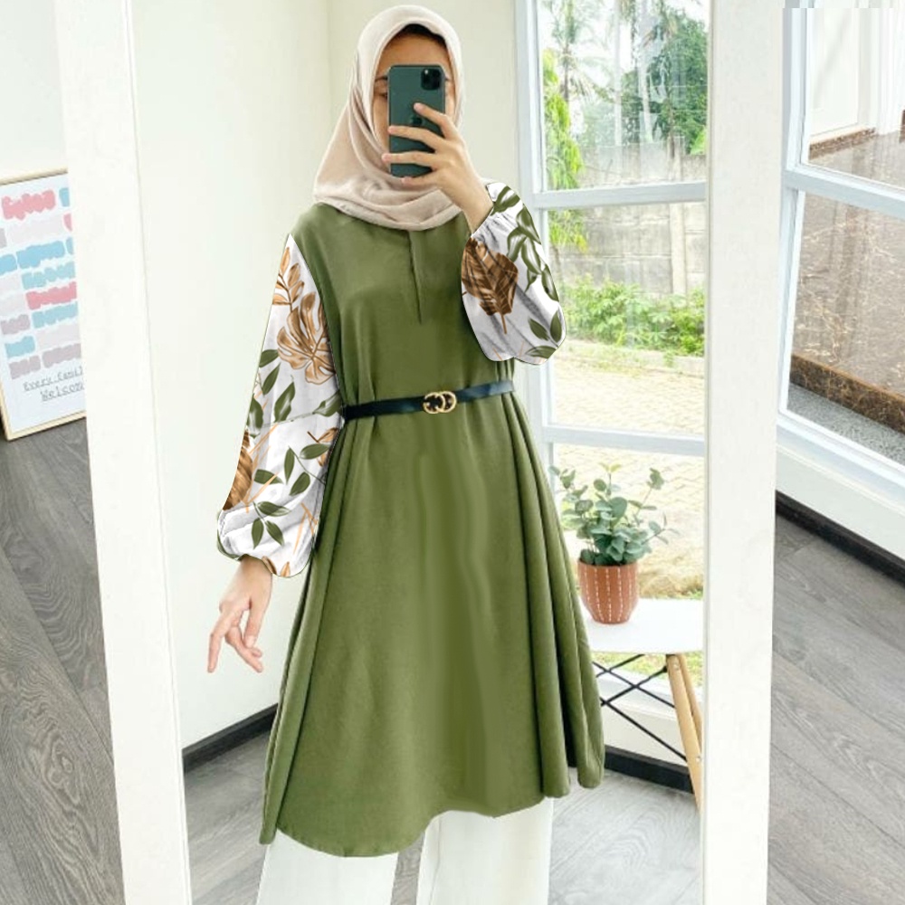 Tunik Jumbo - Gamis Wanita Kekinian - Baju Atasan Wanita - Bungaz Motif Gabungan - Lexoir-Bungaz Tunik TNI