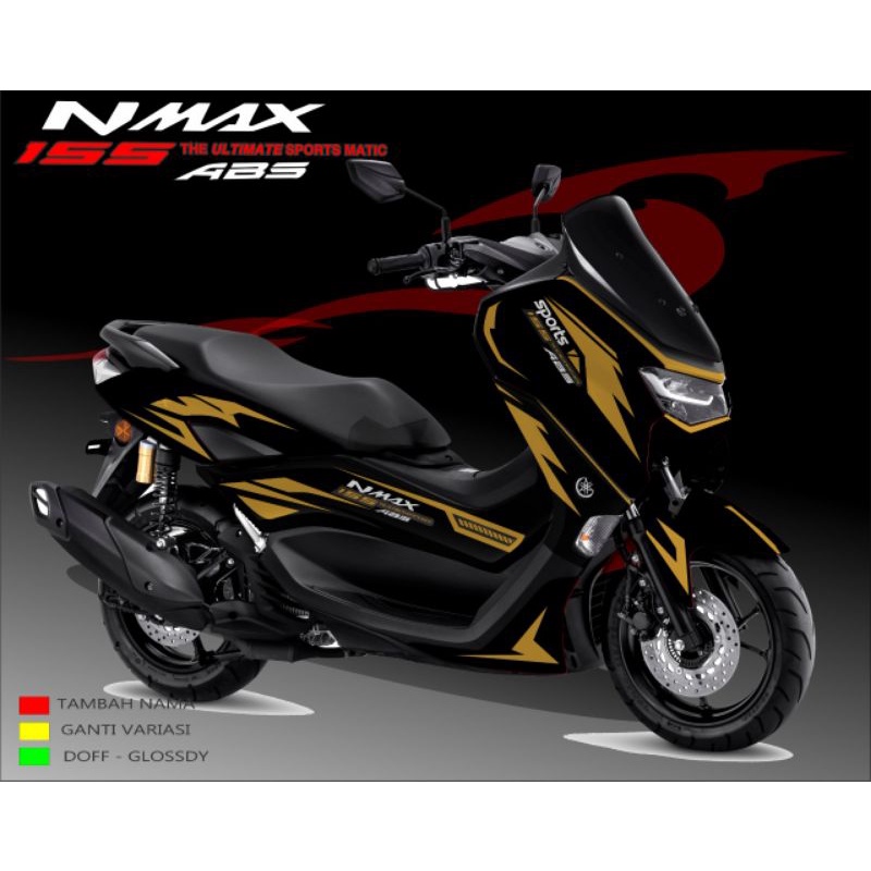 Decal Sticker New NMAX Full Body Dasar Hitam Lis Gold