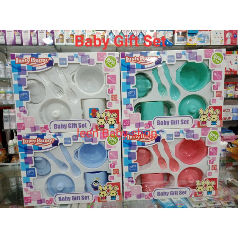 Fedding set lusty bunny gift set/Tempat makan Set Lusty Bunny