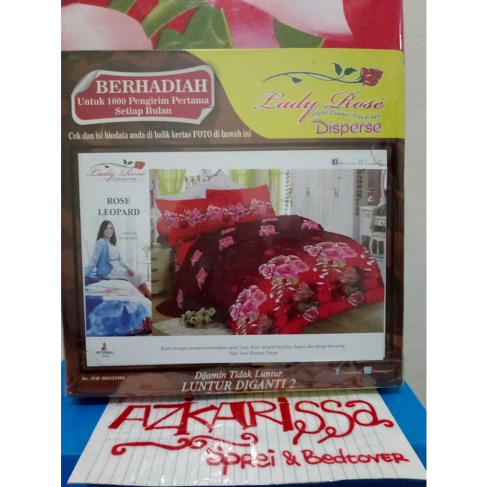 [READY] Sprei Ladyrose ukuran 160x200 bantal 2 motif rose leopard