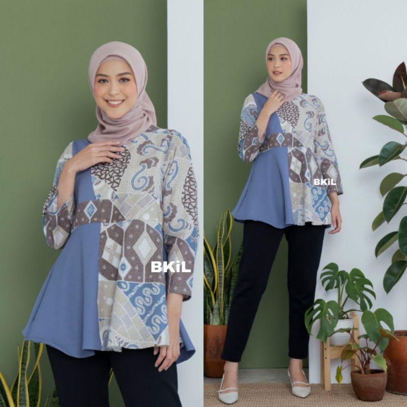 tey-17 Batik wanita ASJ SA HRB026 Kenongo Kemeja Tosca Pendek-2
