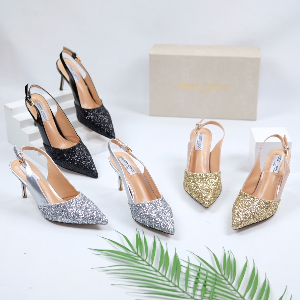 [7.7 Boombastis Sale⚡] - SEPATU WANITA JCS002 GLITTER MULES TALI BELAKANG PREMIUM IMPORT