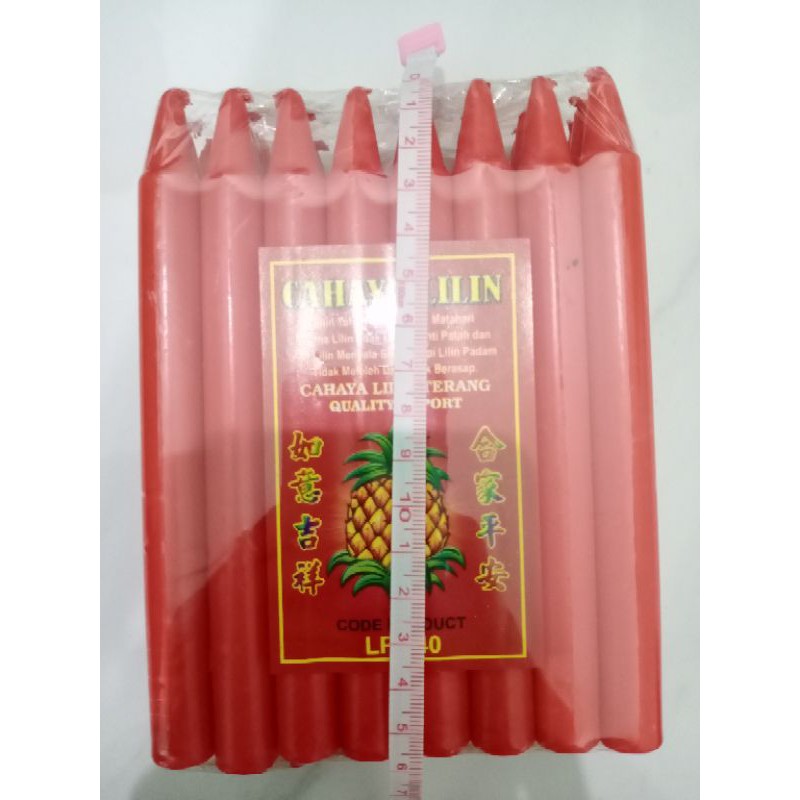 Lilin Merah tinggi 16cm isi 24 Btg Merek Random