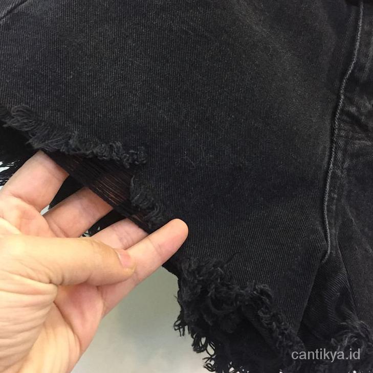Koleksi Terbaru.. Celana hotpants jeans pendek wanita korea style hitam cewek denim dewasa Robek xl 