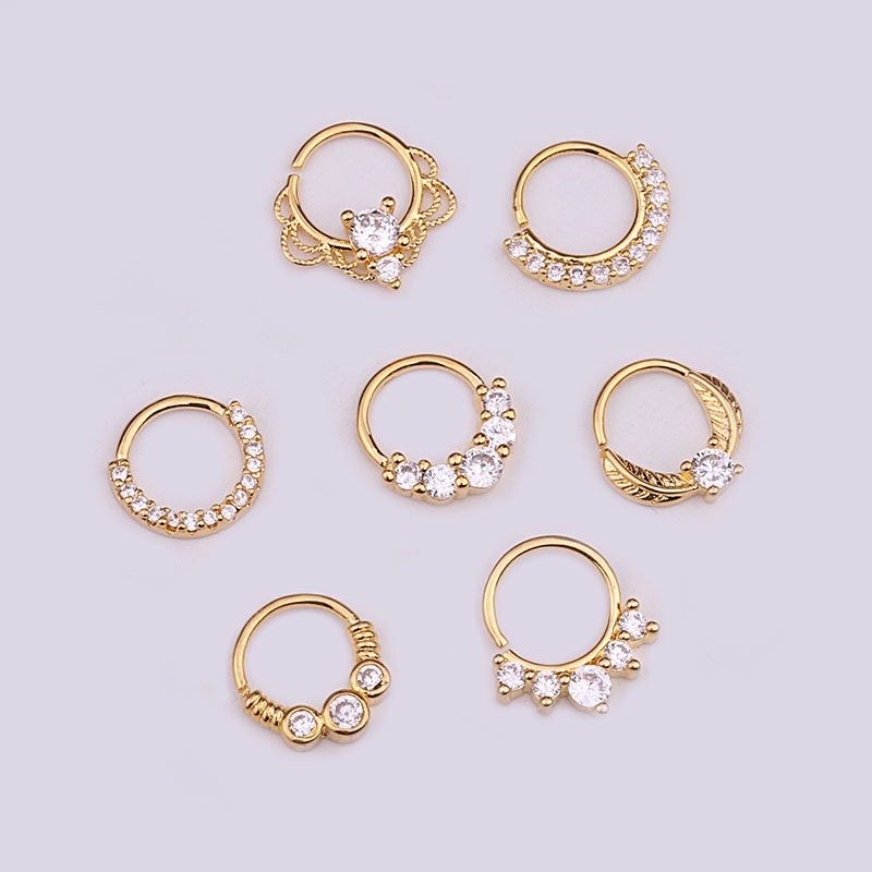 1pc Anting Tindik Hidung / Telinga / Tubuh Model Terbuka 8mm Hias Cz Untuk Wanita