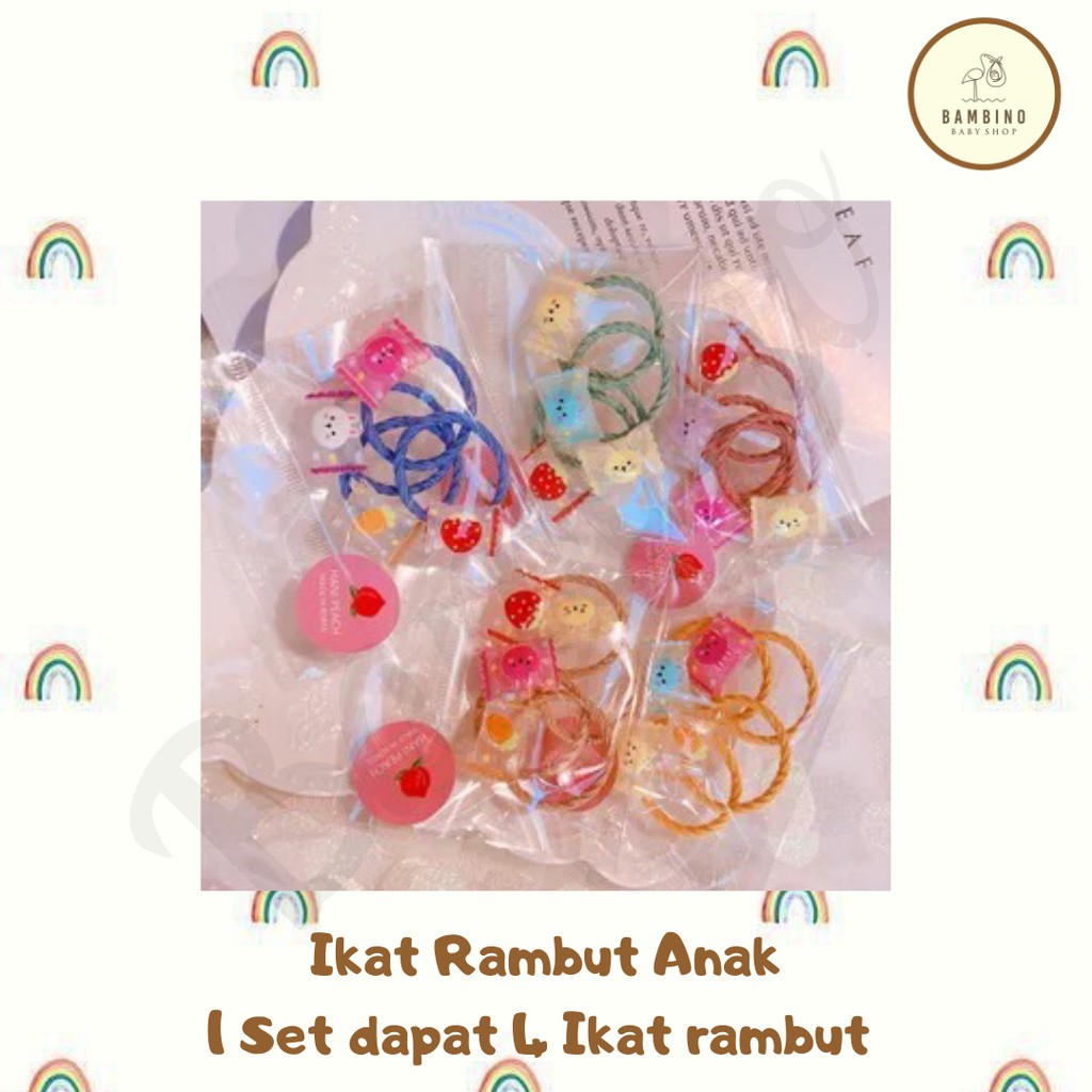 IKAT RAMBUT ANAK PEREMPUAN LUCU AKSESORIS RAMBUT, 1 SET ISI 4 PCS IKAT RAMBUT ANAK PEREMPUAN