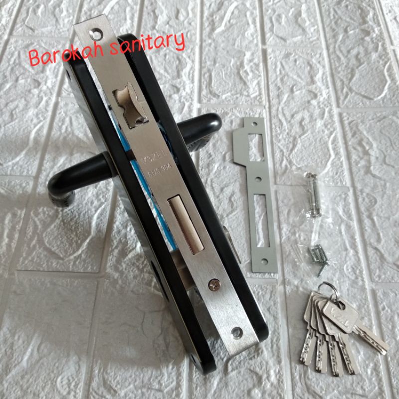 Handle kunci pintu besar hitam doff stainless sus 304