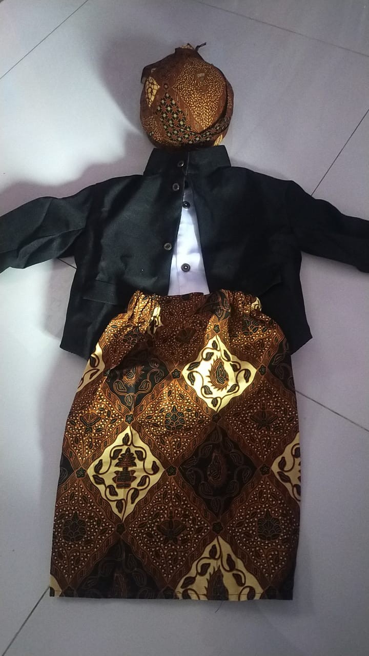 Beskap Hewes Anak / Beskap Sikepan Anak / Beskap+rok Batik Coklat+blangkon Sliwir / Beskap Balita