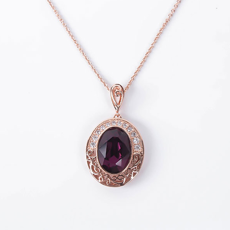 SIY  Vintage Women Jewelry Set Fantastic Purple Gemstone Pendant Necklace Earrings