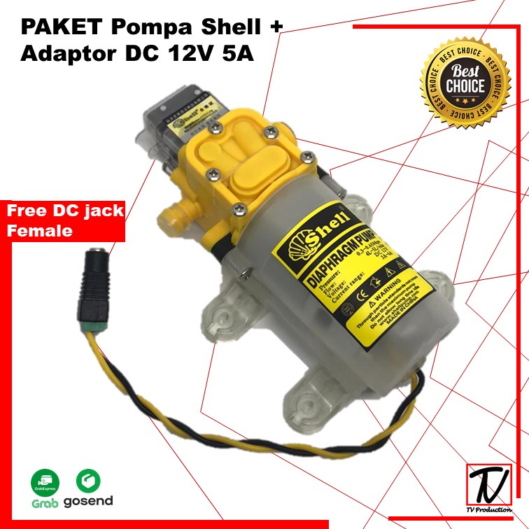 Paket Pompa Shell + Adaptor DC 12V - 24V  5A