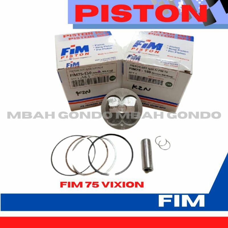 Piston Kit Set Seher FIM 75 Pen 14 Diameter 57 57.5 58 58.5 59 59.5 60 Vixion Jupiter MX King R 15