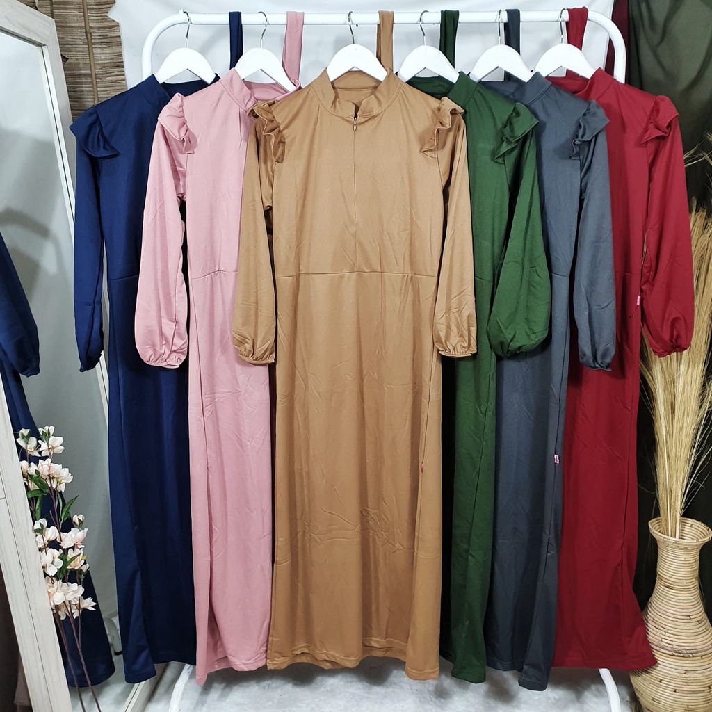 Gamis Rumbai BUSUI Lengan Panjang Fashion Muslim Naadhira Fit  L-XL Lingkar Dada 96cm Panjang 133cm