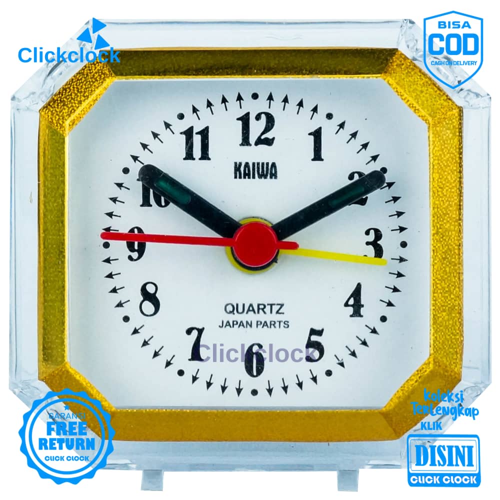 Jam Weker Quartz Jam Meja Putih Transparan Kaiwa 8112 Kecil Unik Modern Step Movement