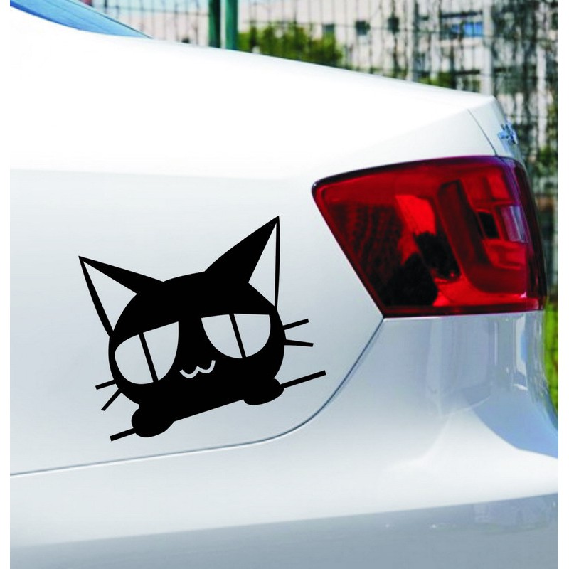 Tempelan Stiker Mobil Kucing Kitty Reflector Kualitas Import