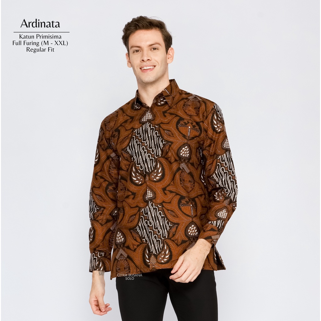 ARDINATA Kemeja Batik Pria Full Furing Bahan Katun Sragenan