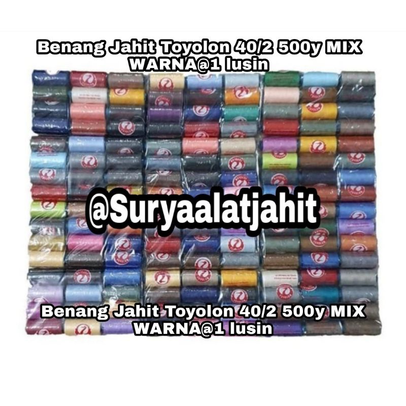 Benang Toyolon 500y MIX (1lusin ada 12warna) =rp.20.500/12pcs