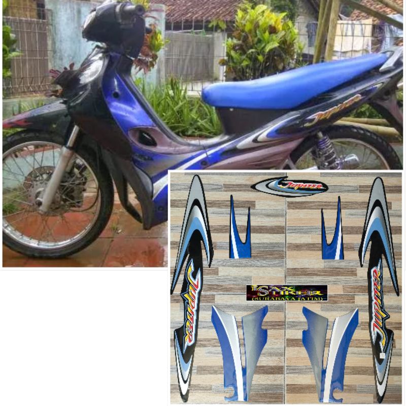 striping Yamaha jupiter biru hitam tahun 2002 2003