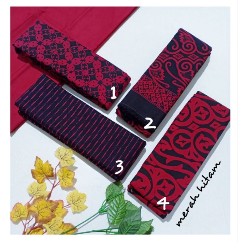 Kain batik cap garutan warna merah hitam bahan batik cap berkualitas batik pekalongan seragam batik 
