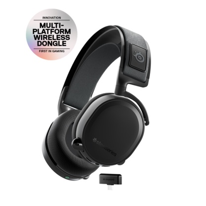 SteelSeries Arctis 7+ Headphone Nirkabel Hitam 40mm Neodymium Driver, 24 Jam Baterai