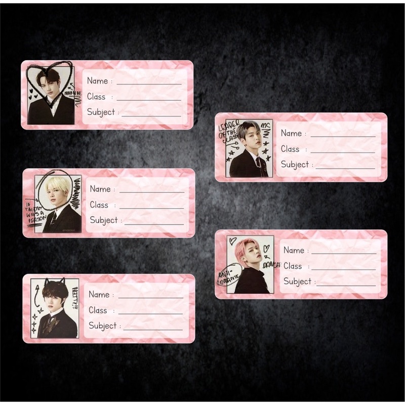 Sticker KPOP TXT Label nama buku mata pelajaran sekolah bisa custom