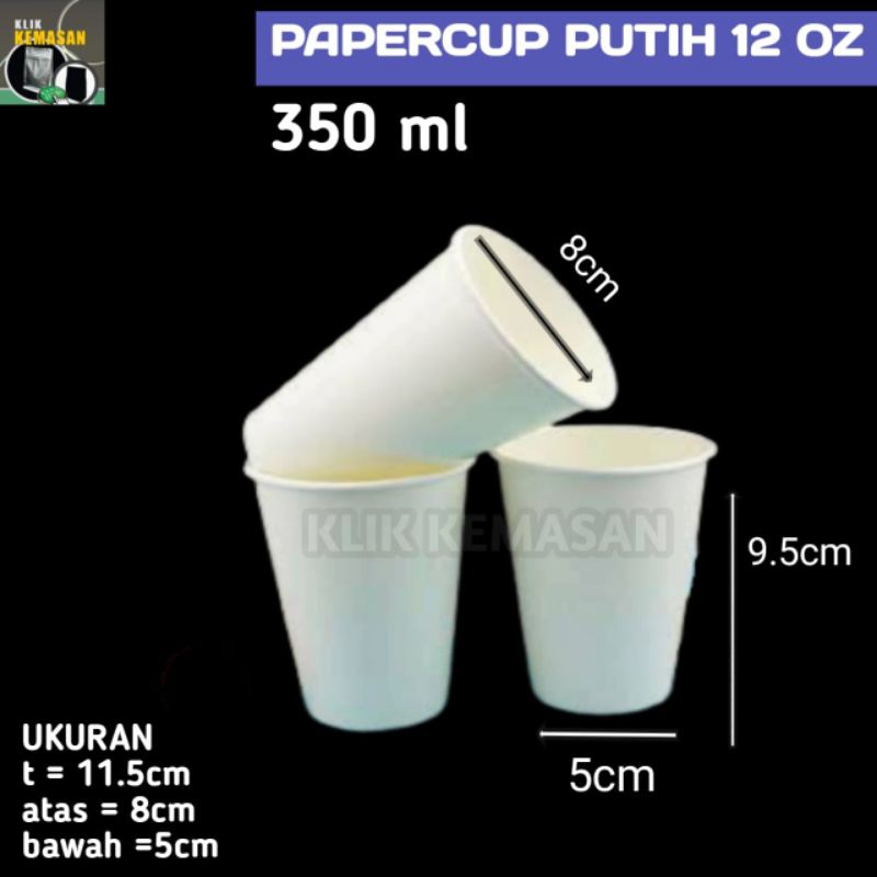 50PCS GELAS PAPER CUP 12OZ KERTAS POLOS FOAM PUTIH KECIL MINI HOT KOPI PANAS COFFE