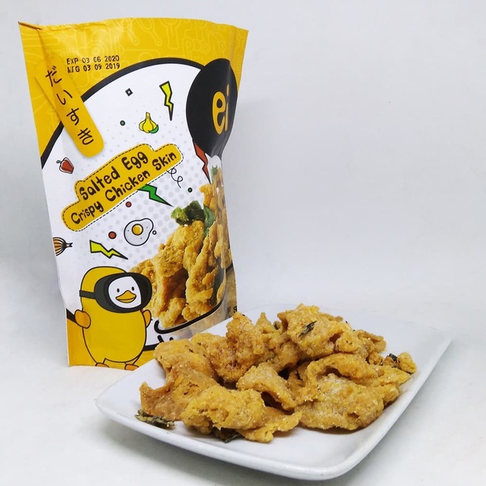 

⭐ COD ⭐ NEW PACKAGING! EI SALTED EGG SEALED CHICKEN SKIN / KULIT AYAM 80 GRAM