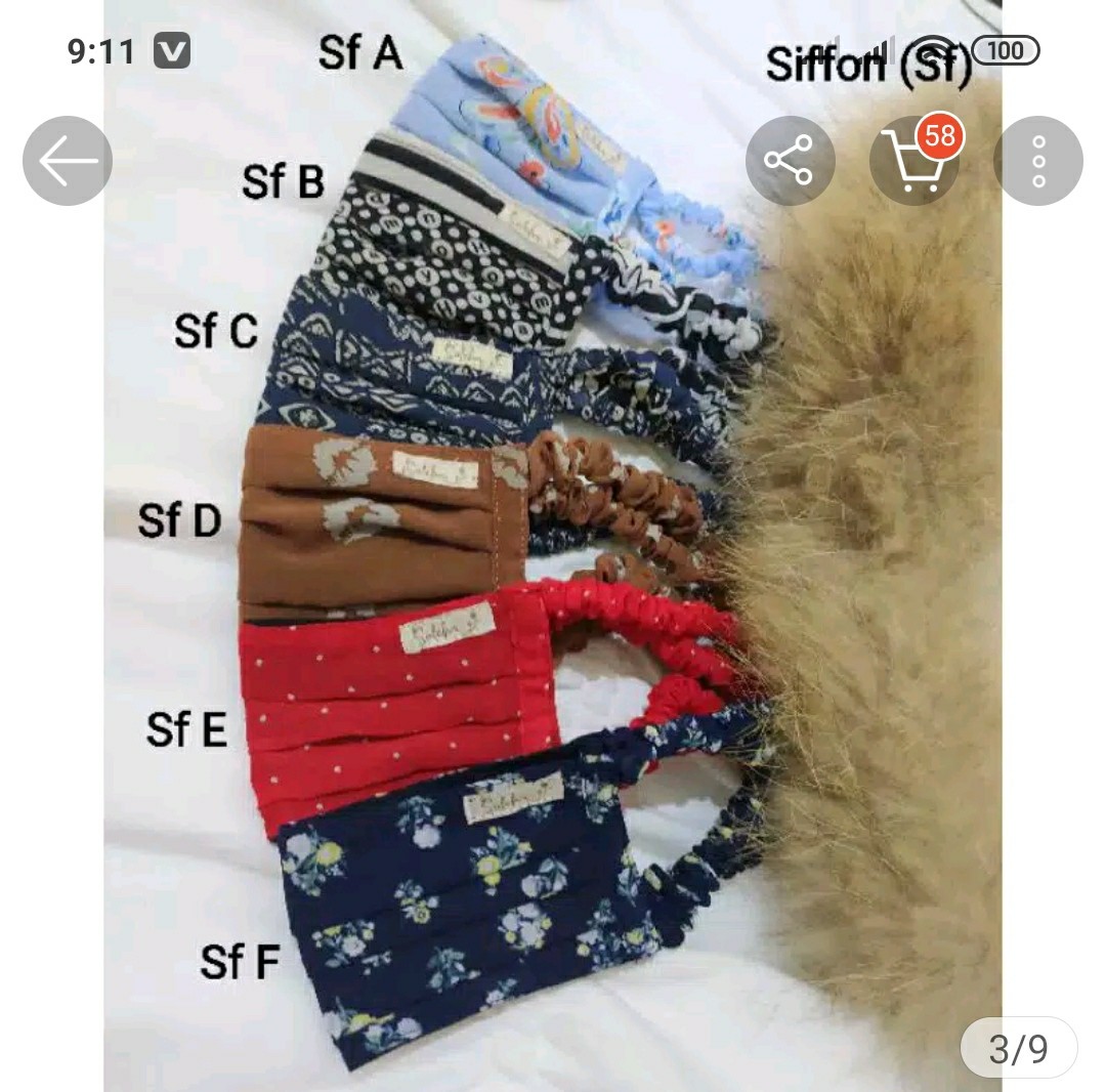 Masker Hijab Motif Polka Love 2ply Tali Serut