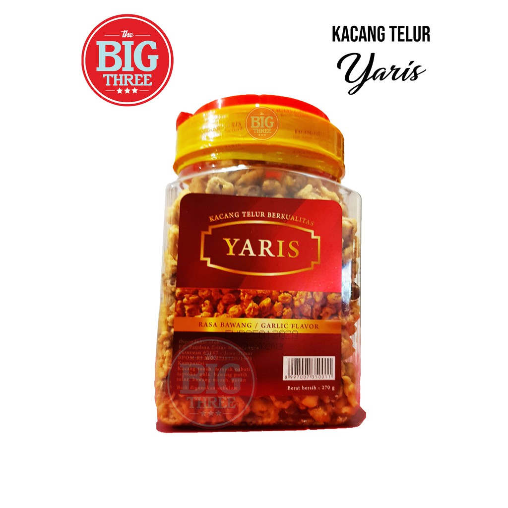 Yaris Kacang Telur Toples 300gr rasa Bawang dan Pedas - thebig3 enak murah varian mantap