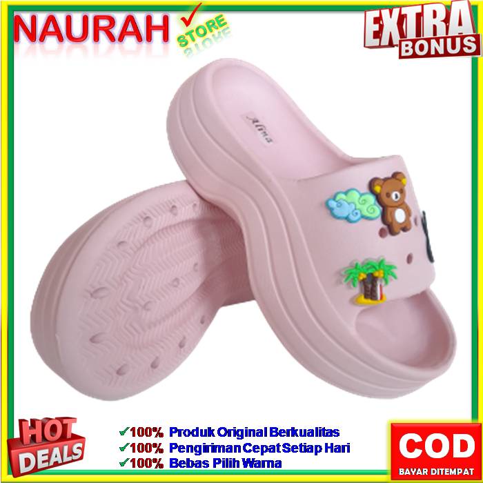 Sandal Slop Wedges Wanita Alina 7002 4 Sendal Fuji 100% Original Import EVA Rubber Jelly Nyaman Empuk Anti Slip