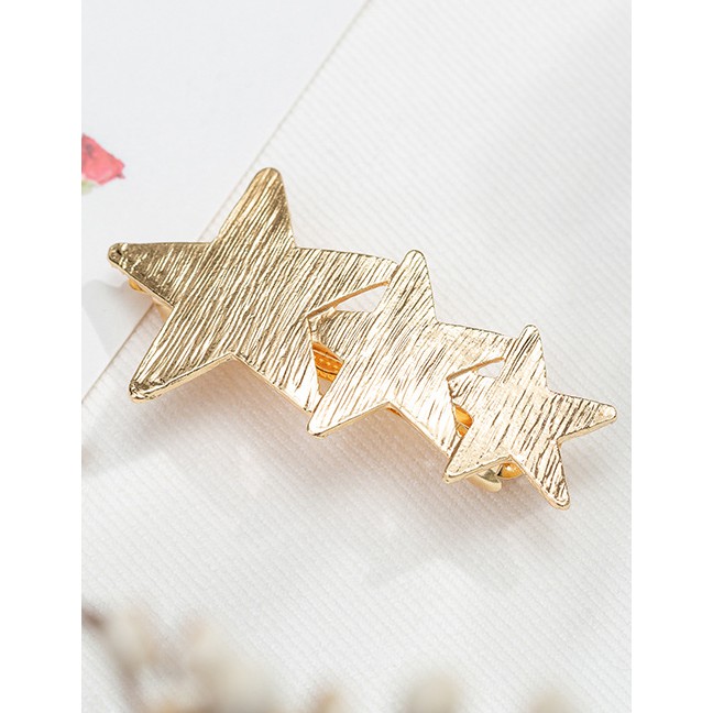 LRC Aksesories Rambut Fashion Big Five-pointed Star Metal Hollow Geometric Hair Clip F59917