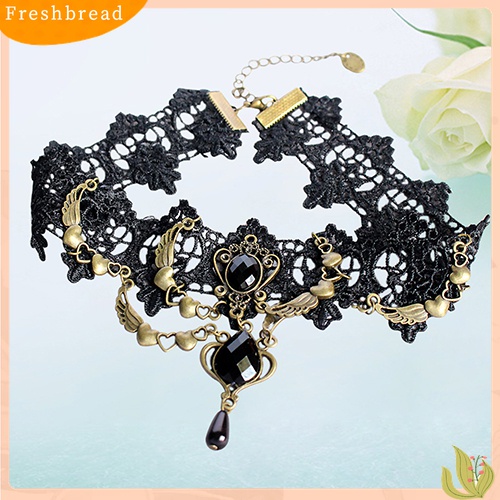 [TERLARIS]Women's Vintage Gothic Steampunk Choker Lace Heart Wing Teardrop Collar Necklace