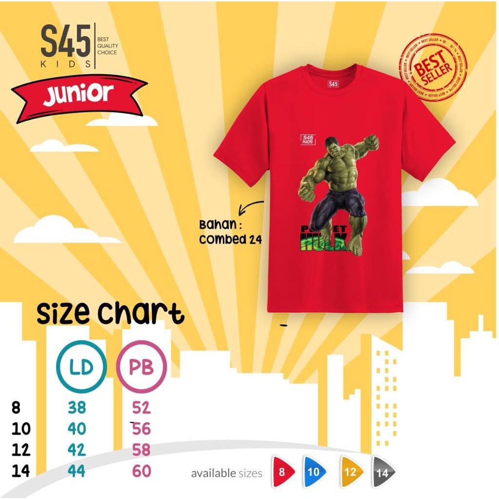 KAOS ANAK LAKI-LAKI SUPERHERO USIA 8-14 TAHUN